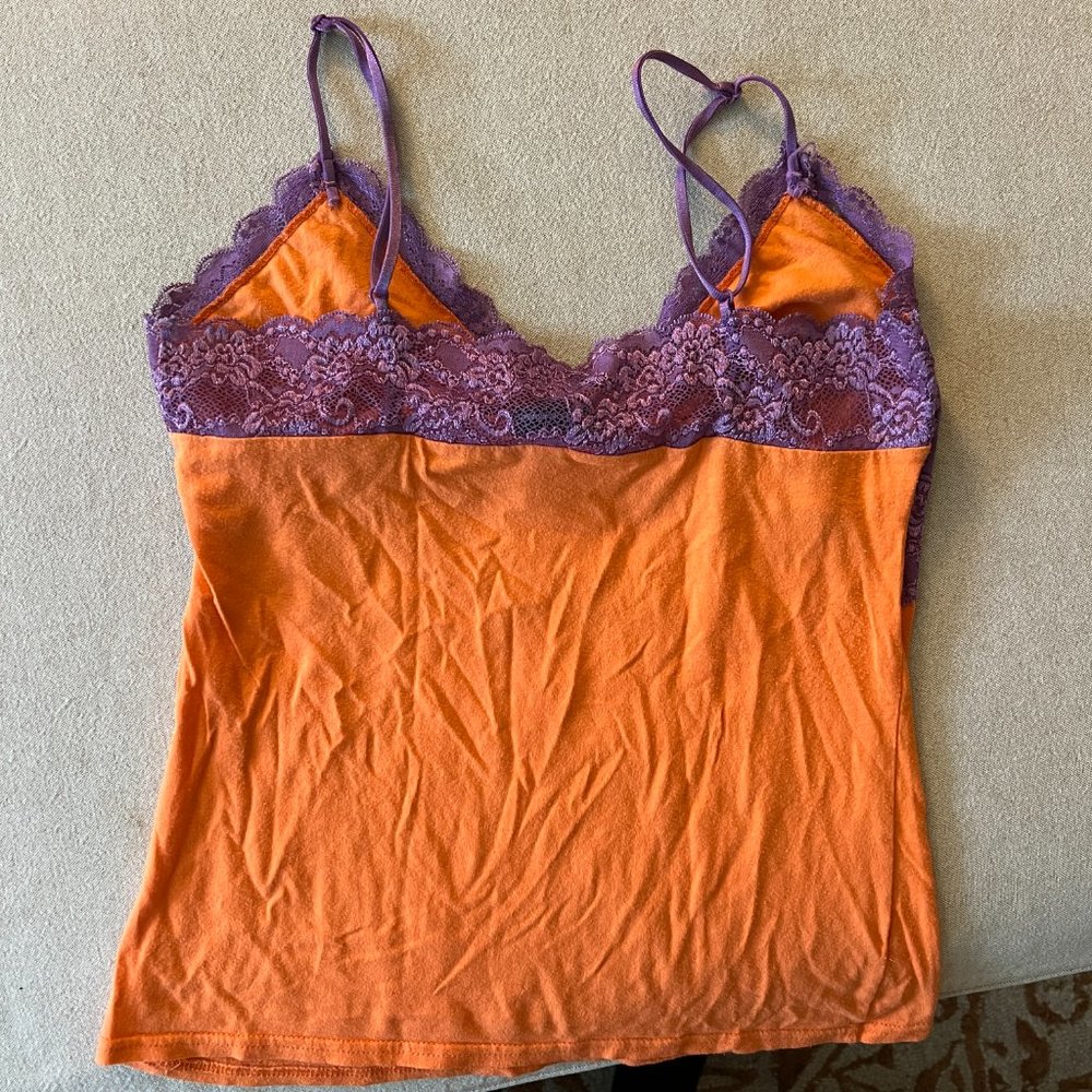 VS Moda International Women's Orange & Purple Lacey Tank Sz M EUC - Picture 7 of 9